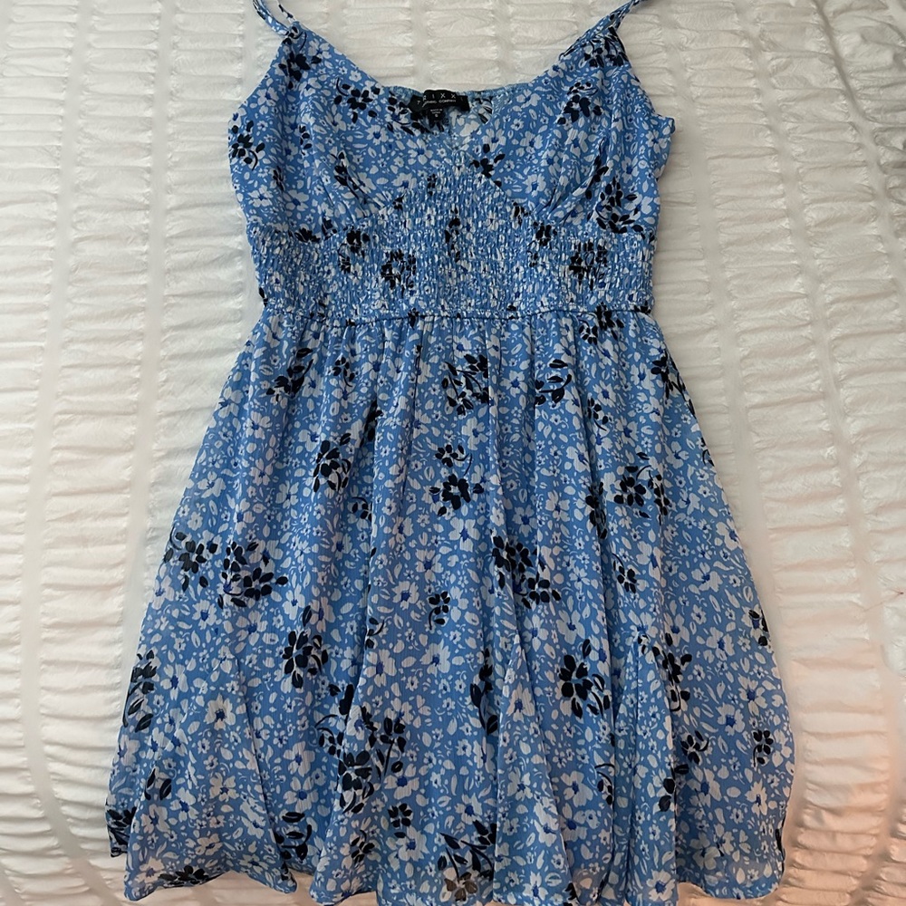 Blue flowy mini dress